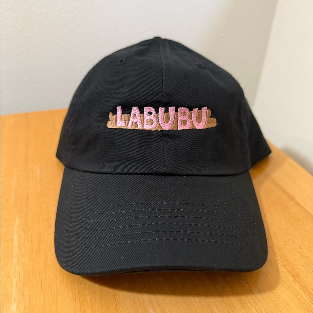 Labubu Black Cap with Pink Embroidery